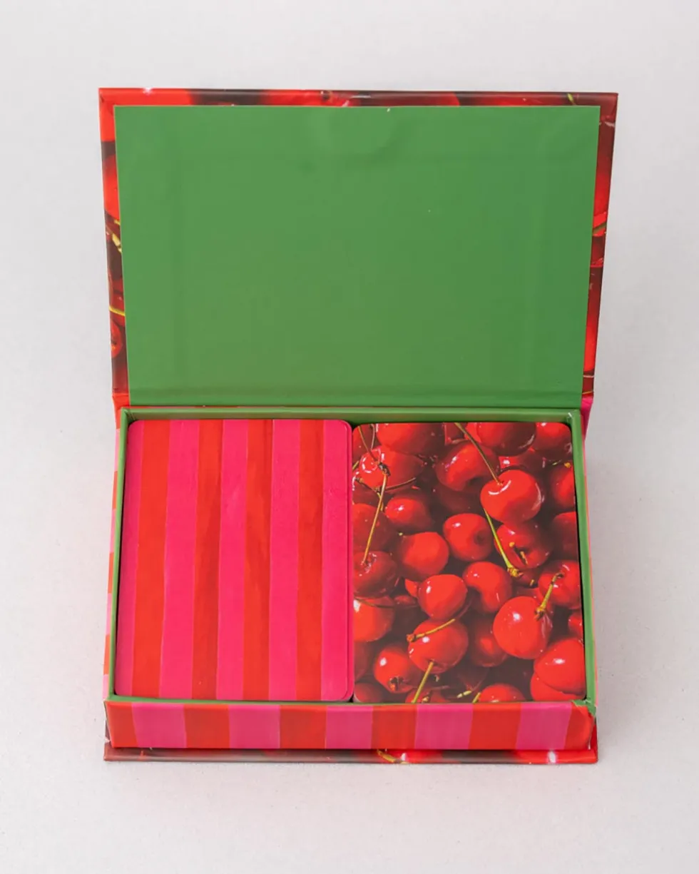 Game Night! Double Deck Playing Cards - Cherry Stripe