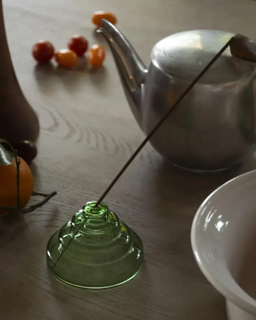 Glass Meso Incense Holder - Verde
