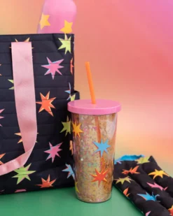 Glitter Bomb Sip Sip Tumbler with Straw - Starburst