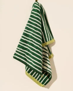 Grass and Cream Stripes Terry Cloth Kitchen Towel
