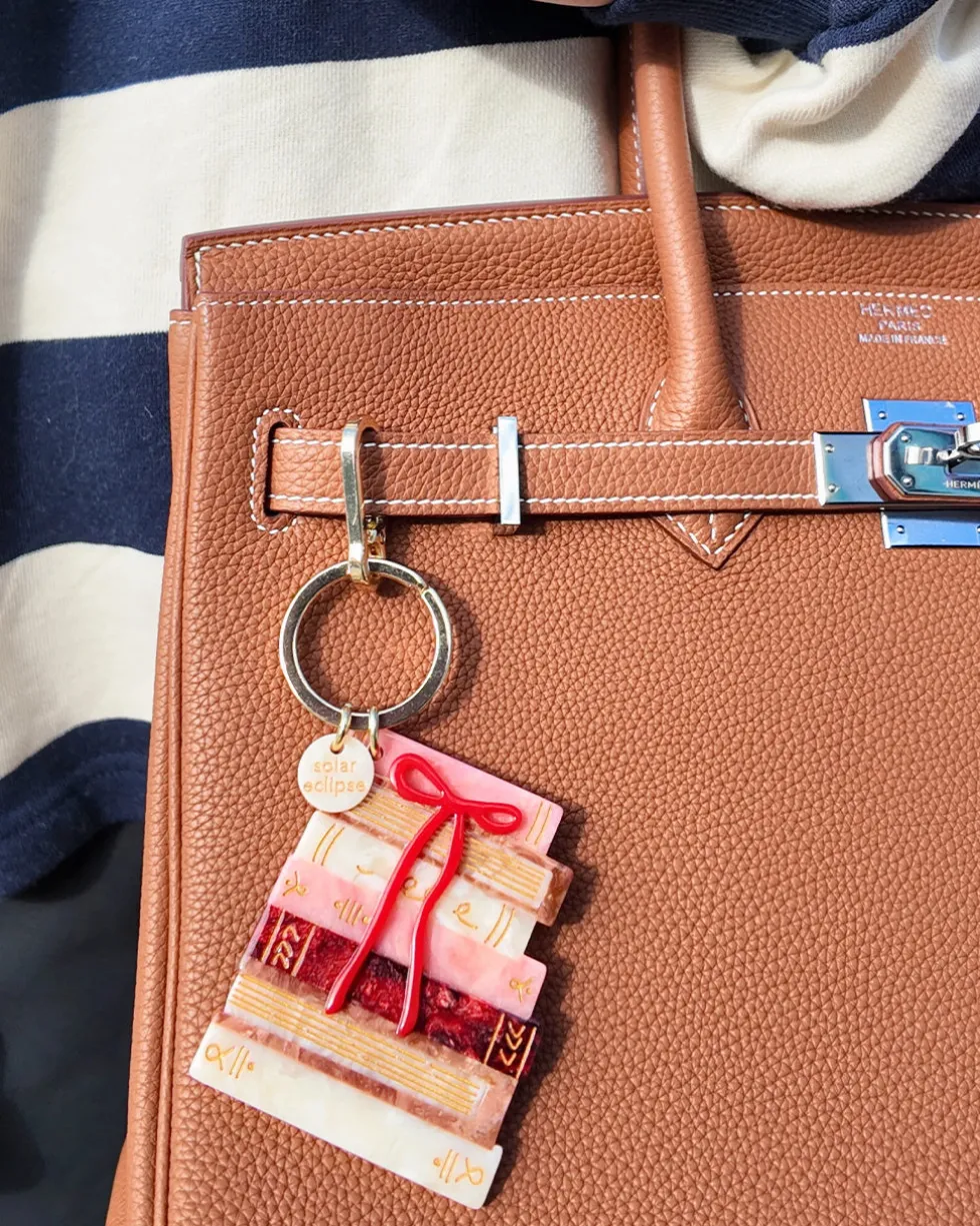 Hand-painted Bow Bookstack Bag Charm