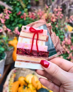 Hand-painted Bow Bookstack Compact Mirror