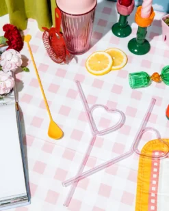 Heart Glass Straw Set