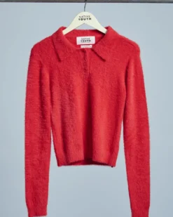 Heidi Brushed Knit Long Sleeve Polo Top
