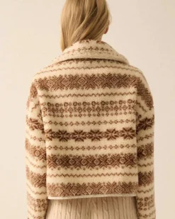 Highland Trails Alpine-Print Sherpa Fleece Jacket