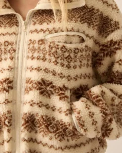 Highland Trails Alpine-Print Sherpa Fleece Jacket