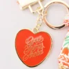 Lanyard Keychain - Pink Tile Floral