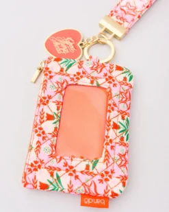 Lanyard Keychain - Pink Tile Floral