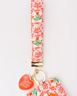 Lanyard Keychain - Pink Tile Floral