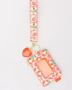 Lanyard Keychain - Pink Tile Floral