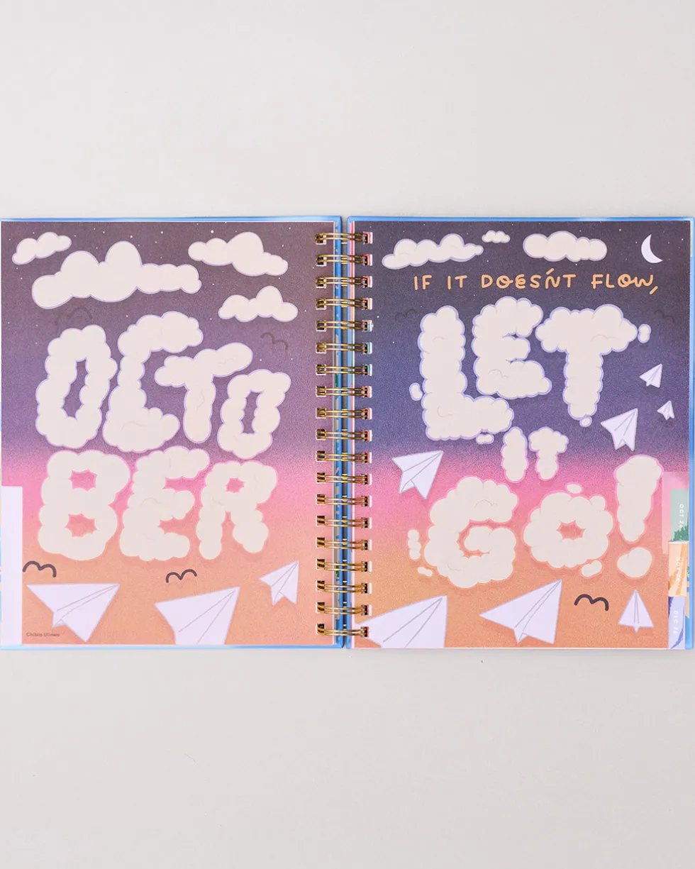 Large 17-Month Academic Planner - White Floral