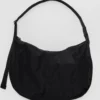 Large Nylon Crescent Bag w/ Key Leash - Black