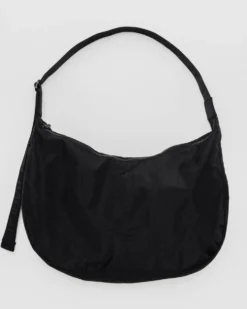 Large Nylon Crescent Bag w/ Key Leash - Black