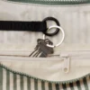 Large Nylon Crescent Bag w/ Key Leash - Sage Stripe