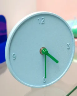 Light Blue Raw Round Clock