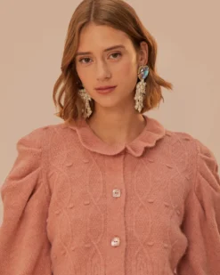 Light Pink Ruffle Knit Cardigan
