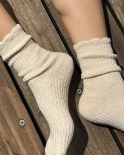 Linen Scallop Socks - Naturel