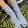 Linen Scallop Socks - Pale Blue