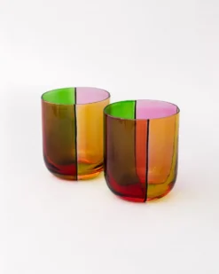 Low Ball Glass Set - Colorblock