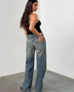 Low Rise Parallel Jeans - Extreme Blue Green
