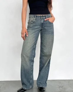 Low Rise Parallel Jeans - Extreme Blue Green