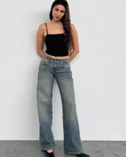 Low Rise Parallel Jeans - Extreme Blue Green