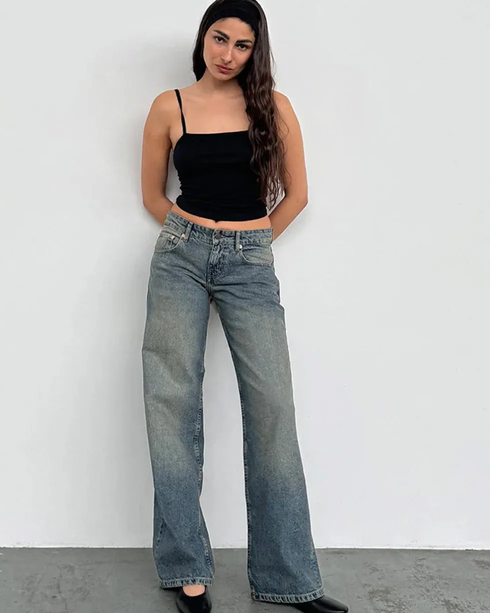 Low Rise Parallel Jeans - Extreme Blue Green