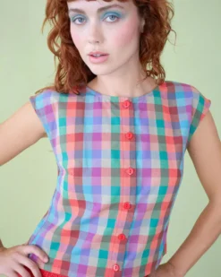 Madeline Top - Colorburst Plaid
