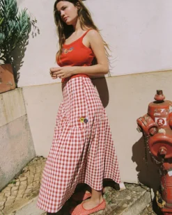 Maeve Midi Skirt - Cherry