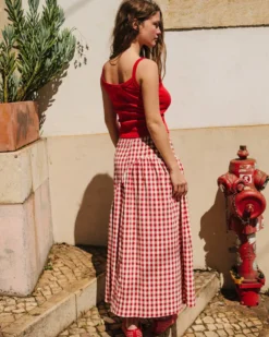 Maeve Midi Skirt - Cherry