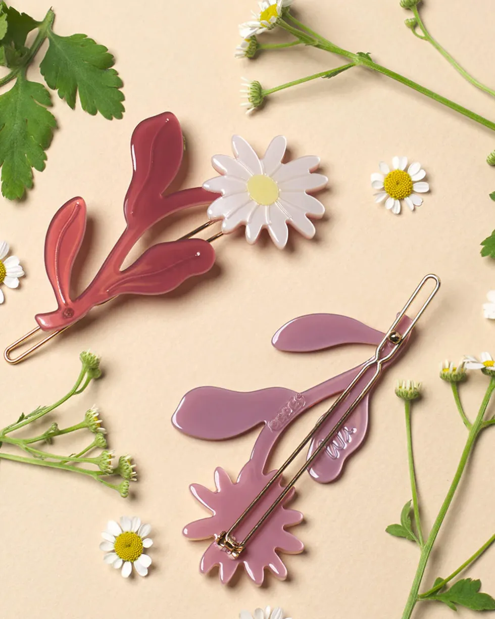 Marguerite Daisy Flower Barrette Set