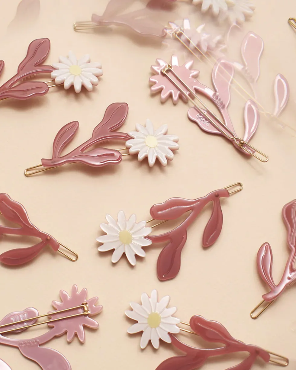 Marguerite Daisy Flower Barrette Set