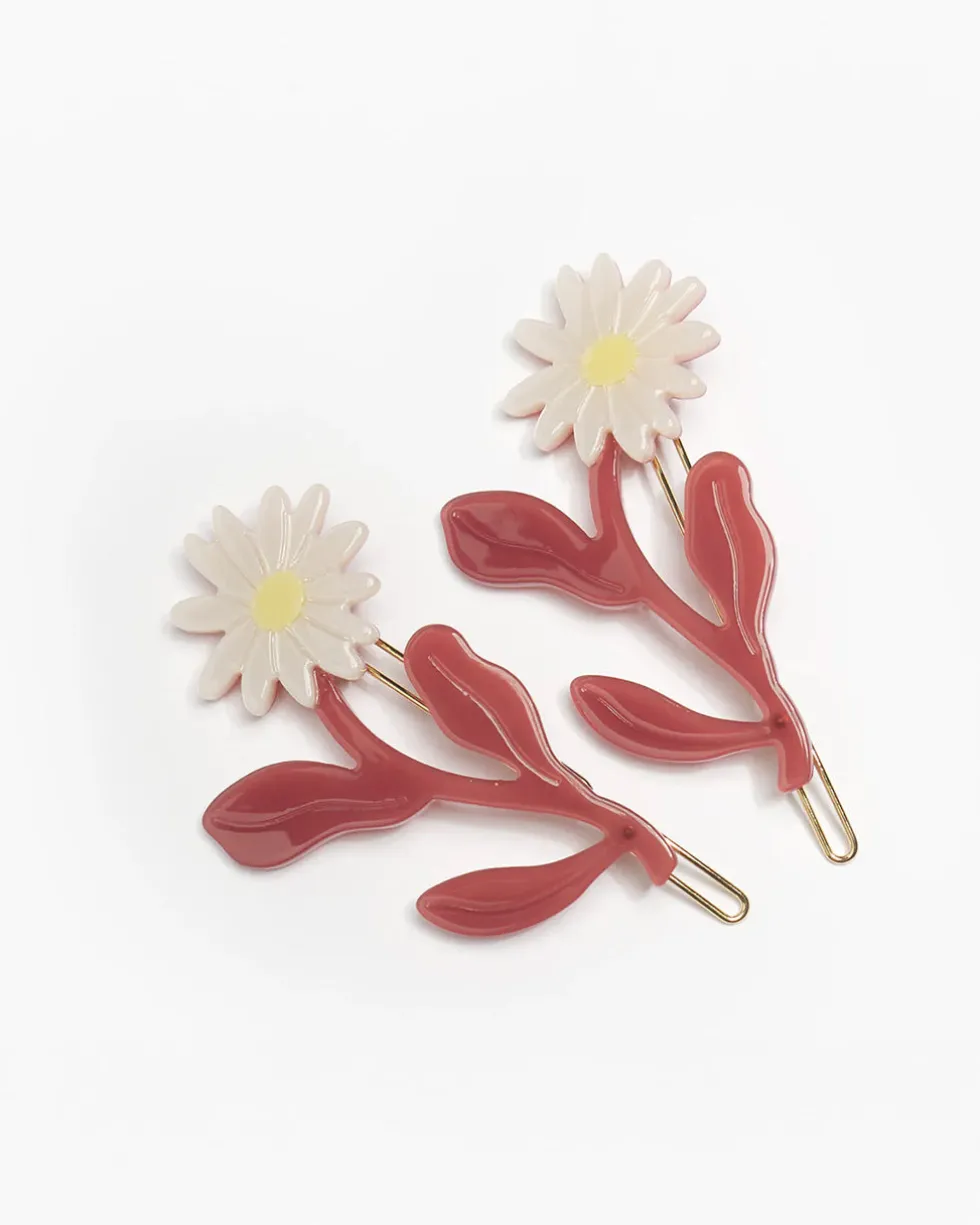 Marguerite Daisy Flower Barrette Set