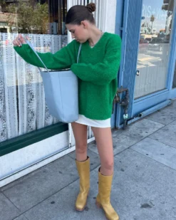 Marion V-Neck Sweater - Kelly Green