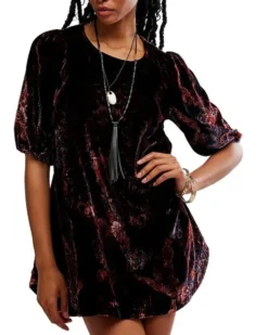 Maye Printed Velvet Tunic - Dark Black Combo