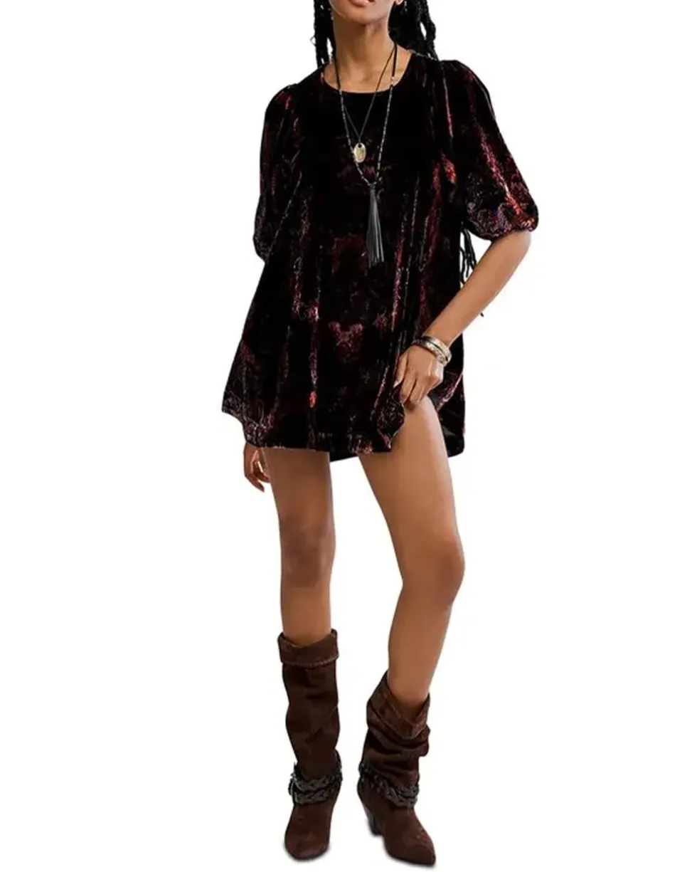 Maye Printed Velvet Tunic - Dark Black Combo