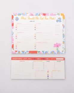 Meal Planner and Shopping List Set - Floral