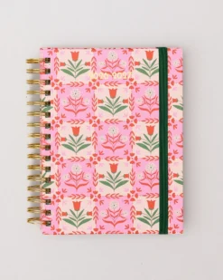 Medium 17-Month Academic Planner - Pink Tile Floral