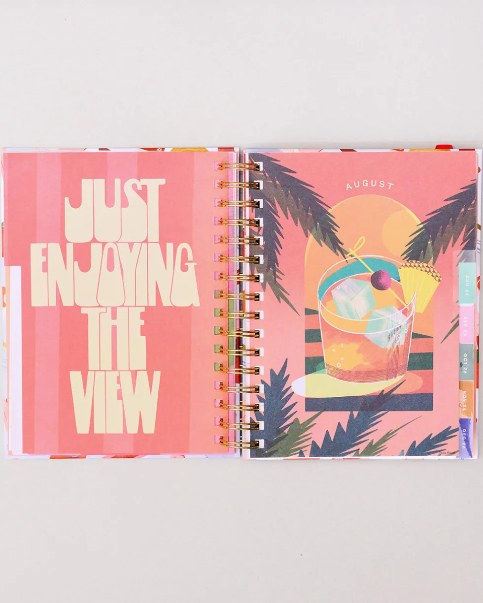 Medium 17-Month Academic Planner - Pink Tile Floral