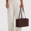 Medium Nylon Bowler Bag - Coffee