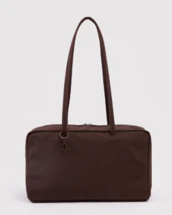 Medium Nylon Bowler Bag - Coffee