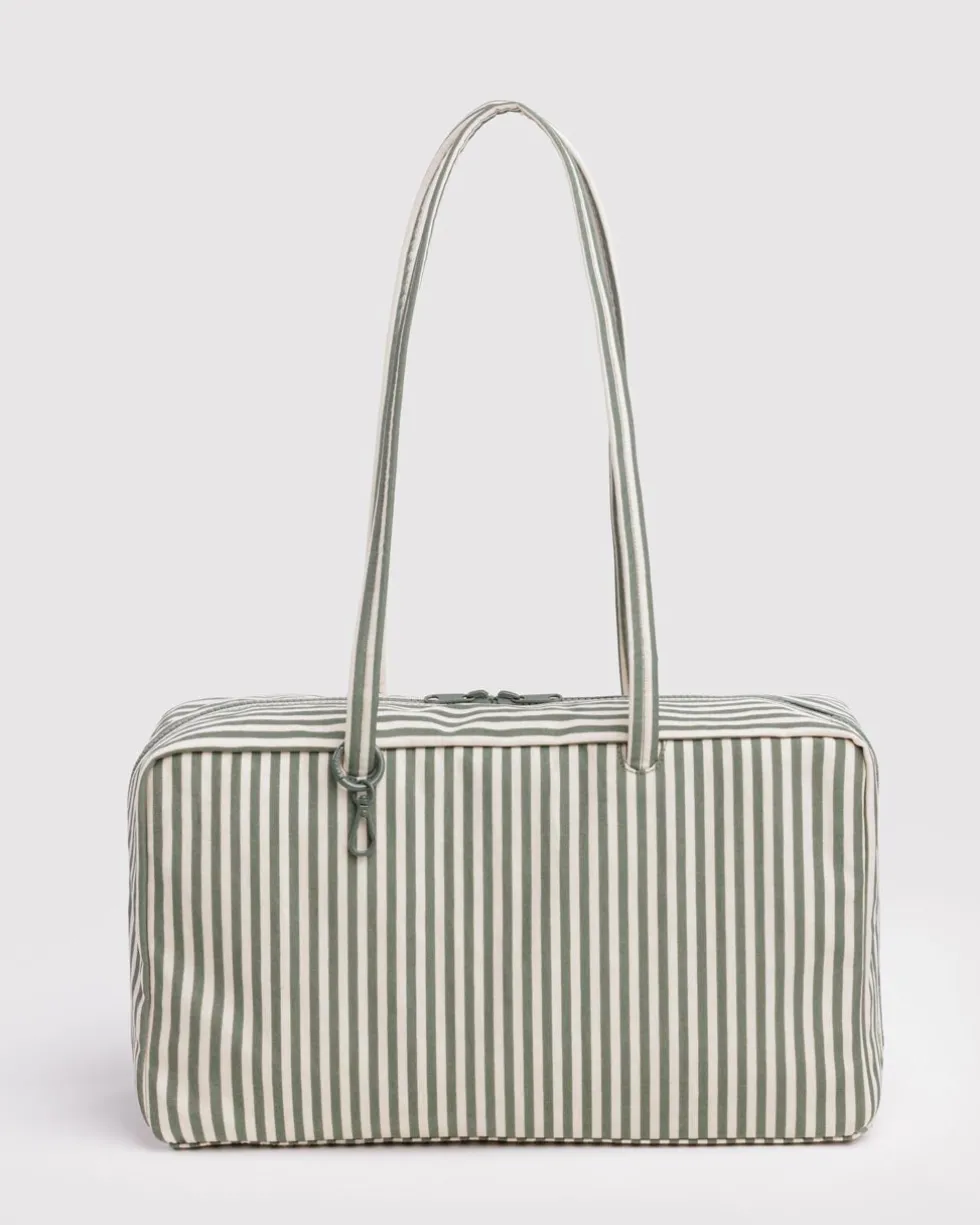 Medium Nylon Bowler Bag - Sage Stripe