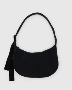 Medium Nylon Crescent Bag w/ Key Leash - Black