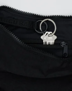 Medium Nylon Crescent Bag w/ Key Leash - Black