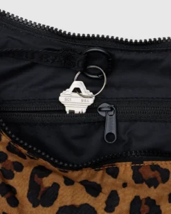 Medium Nylon Crescent Bag w/ Key Leash - Leopard