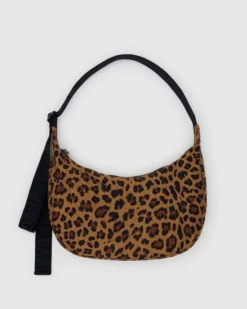 Medium Nylon Crescent Bag w/ Key Leash - Leopard