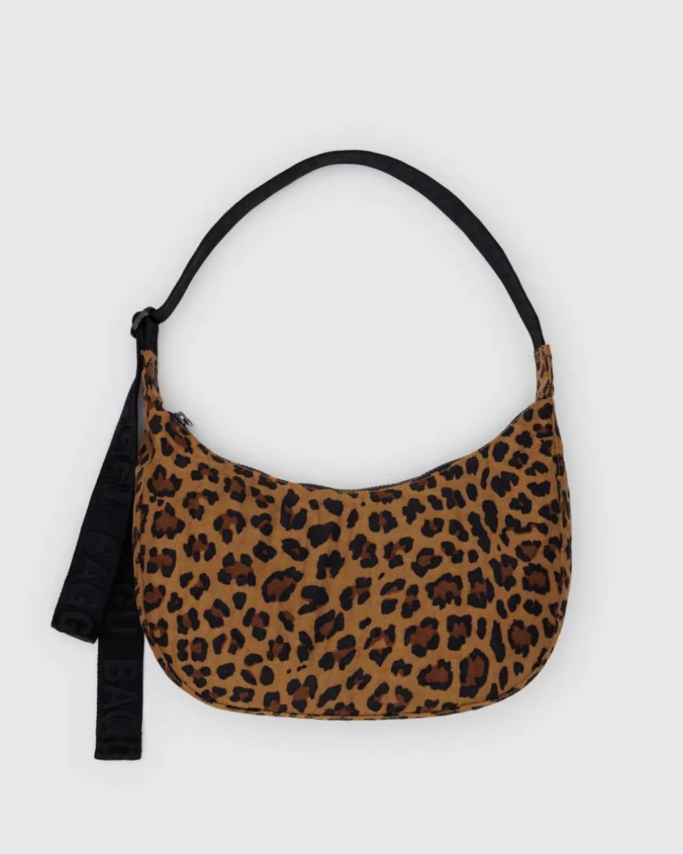 Medium Nylon Crescent Bag w/ Key Leash - Leopard