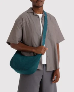 Medium Nylon Crescent Bag w/ Key Leash - Deep Sea