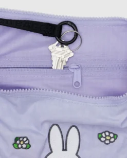 Medium Nylon Crescent Bag w/ Key Leash - Embroidered Miffy