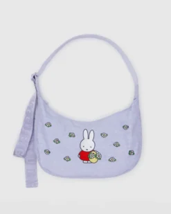 Medium Nylon Crescent Bag w/ Key Leash - Embroidered Miffy